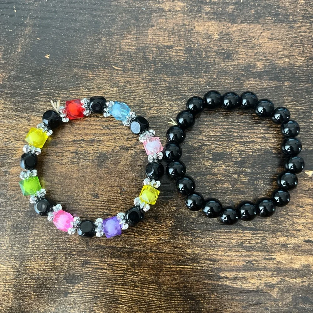 Set of 2 Rainbow/Black Bracelets ($12 each if buying separately)